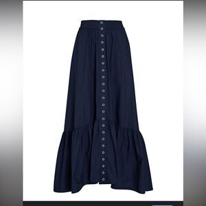 ALC navy poplin maxi skirt with flowing design
